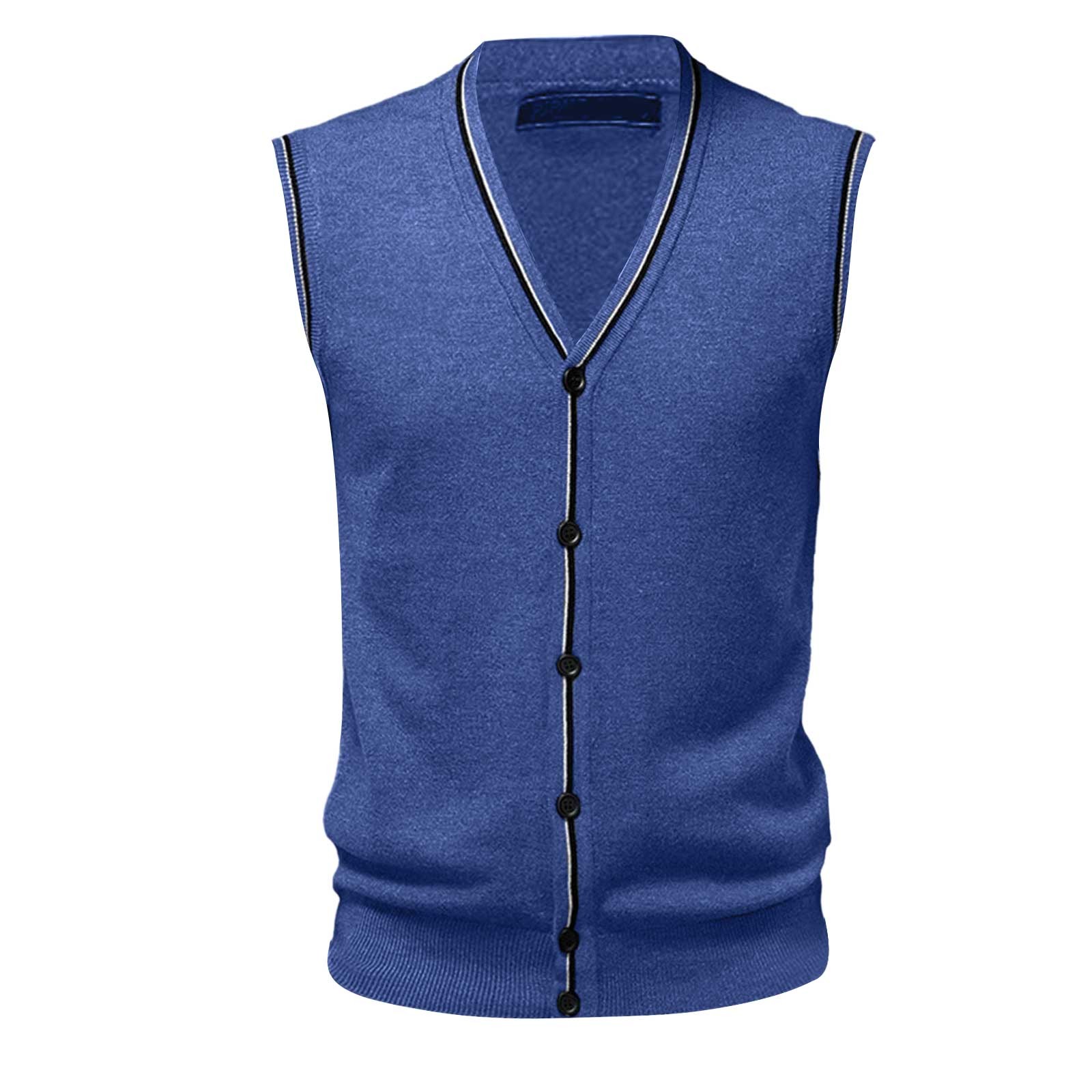 thumbnail image 4 of Chaleco de lana con cuello en V y hebilla para hombre - Color liso, sin cuello, ideal para citas o trabajo - Para todas las estaciones (M-XXXL), 4 of 8